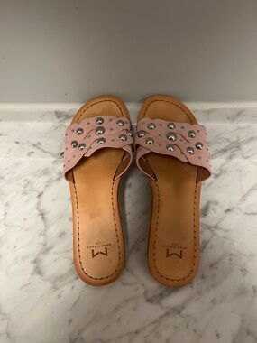 Marc Fisher Pink Studded Slide Sandals